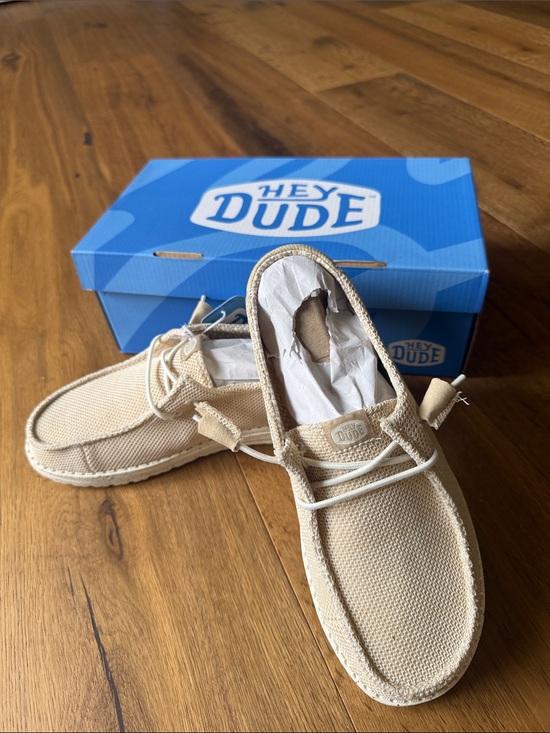 Hey Dude Shoes - Hey Dude Women’s Natural Canvas Wally Slip-Ons - Light Beige